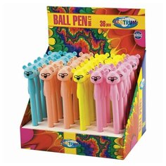 Ручка фигурная шариковая CENTRUM "Мишка", синяя, корпус ассорти, узел 0,7 мм, дисплей, 89032, 36 шт.