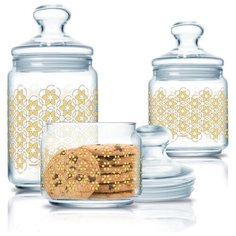 Набор банок GOLDEN FLOWER MAZE 3 шт. (0,5L+0,75L+1L) ОАЭ 82111 Luminarc