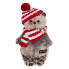 Мягкая игрушка Basik&Co Кот Басик в полосатой шапке с шарфом 30 см