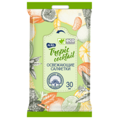 Влажные салфетки Aura Tropic Cocktail освежающие, 30 шт.