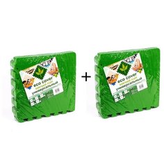Детский пол Зеленый с кромками Комплект 30*30(см), 9+9 деталей Eco Cover