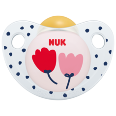 NUK Пустышка орт. "ADORE" латекс (6-18 месяцев)- Цветы (в контейнере)