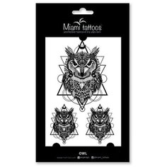 Miami tattoos Набор переводных тату Owl черный