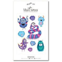 Miami tattoos Набор переводных тату Monsters синий/фиолетовый