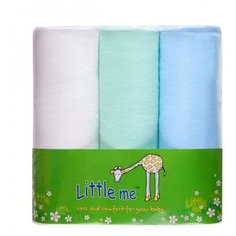 Многоразовые пеленки Little Me теплый трикотаж 90х120 набор 3 шт. белый/зеленый/голубой 3 шт.