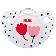 Пустышка силиконовая ортодонтическая NUK Trendline Adore 6-18 м, розовый/цветы