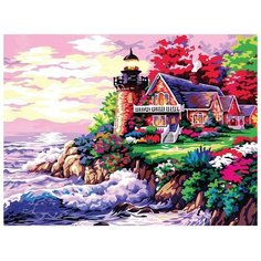 Алмазная вышивка на раме 30x40 с полным заполнением "Домик у моря" Школа талантов
