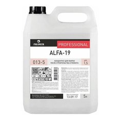 Средство для уборки после строительства 5 л, PRO-BRITE ALFA-19, кислотное, концентрат, 013-5, 1 шт.