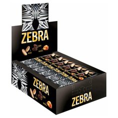Батончик вафельный глазированный ZEBRA с изюмом и арахисом в мягкой карамели, 40 г, пакет, ЯВ252, 15 шт. Зебра