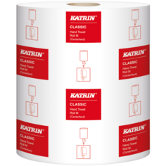 Katrin Classic Hand Towel Roll M2 481903-рулонные полотенца с центральной подачей, 2-слойные, белые, 152 метра (410листов)в рулоне, высота рулона 22см, плотность 2*20гр/м2, 6 рулонов в упаковке, для диспенсеров с центральной вытяжкой размера М.