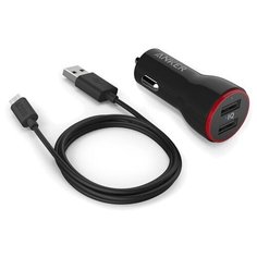 Автомобильное зарядное устройство Anker PowerDrive 2 (B2310012) + кабель micro-USB (1 метр) чёрное