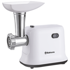 Мясорубка электрическая Sakura SA-6420SW, 1500 Вт, терки 3 шт, реверс, белая