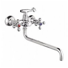 Смеситель для ванны LEDEME длинный излив, дивертор в корпусе, керамика L2719