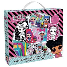 Набор для творчества 5в1 LOL surprise, бархатная раскраска, аппликация, глиттер, песок, фольга, скретч