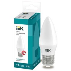 Лампа светодиодная ECO C35 9Вт свеча 4000К E27 230В ИЭК LLE-C35-9-230-40-E27 (упаковка 10 шт) IEK