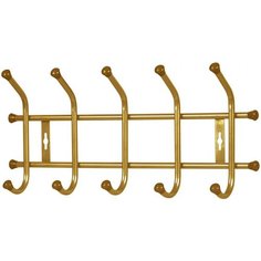 Вешалка настенная металлическая НИКА 5 крючков, ВНТ5 золотой Nika