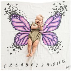 Многоразовые пеленки MamSi Фотопеленка муслиновый хлопок 120х120 бабочка 1 шт.