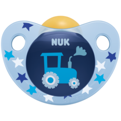 NUK Пустышка орт. "ADORE" латекс (18-36 месяцев) - Трактор (в контейнере)