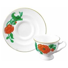 Чашка с блюдцем. Императорский фарфоровый завод. Форма Айседора. Рисунок Огонек. 240 мл.