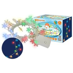 Гирлянда светодиодная "Снежинки" 50LED, 5м, 8 режимов, многоцвет., прозр. шнур, 250 В, TDM