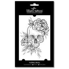 Miami tattoos Переводная татуировка Floral Skull черный