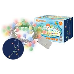 Гирлянда светодиодная "Шарики" 50LED, 5м, 8 режимов, многоцвет., прозр. шнур, 250 В, TDM