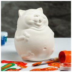 Копилка-раскраска Керамика ручной работы "Кот колобок", под роспись, 15 см
