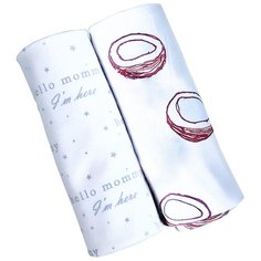 Многоразовые пеленки Mjolk трикотаж 120x85 кокосы/hello mommy 2 шт.