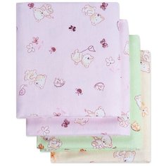 Многоразовые пеленки Чудо-Чадо Дочке фланель 120х90 набор 4 шт. мишки с сачком