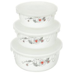 Салатник стеклокерамический, 3 шт, 190 мм, 160 мм, 140 мм, Daniks Рапсодия