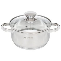 Кастрюля из нержавеющей стали Daniks Оптима QS-S-18/GS-01201-18CA, 2.2 л