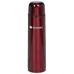 Термос из нержавеющей стали Daniks SL-75ZN-201C красный глянец с узким горлом, 0.75 л