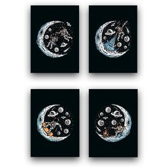 Подарочный набор, открытки поздравительные, 4 шт, PaperFox Луна и солнце - это любовь. Подарок сюрприз на день рождения любимой, сувенир подруге, другу, жене, мужу, девушке, парню, коллеге. В комплекте крафт конверт для денег. Почтовые. 10 Х 15см.