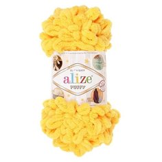 Пряжа ALIZE "Puffy", 100% микрополиэстер, 9 м*100 г, 216 желтая