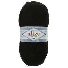 Пряжа ALIZE "Lanagold 800", 49% шерсть, 51% акрил, 800 м*100 г, 60 черная