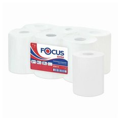 Полотенца бумажные с центральной вытяжкой 125 м FOCUS (Система М2) Jumbo, 2-слойные, белые, комплект 6 рулонов, 5036772, 1 шт.