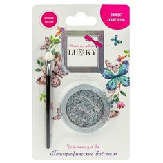 Гель-тени для век Lukky с блестками и голографическими полумесяцами, цвет серебряный, с аппликатором, 1,7 г (Т18880)