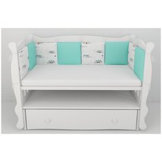 Amarobaby Бортик в кроватку Горы (12 предметов) белый/мята