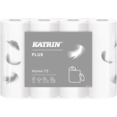 Katrin Plus Kitchen 234536- полотенца бумажные в рулоне для кухни, целлюлоза-премиум качество,2-слойные, длина рулона 14.1м, высота 22см, 126 отрывов, плотность 22г/м2, 4 рулона в спайке.