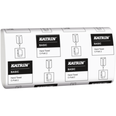 Katrin Basic C-fold 2 344951- листовые бумажные полотенца С-сложения, 2-слойные, натурально белые, размер листа 33см*24см, 125 листов в пачке,24 пачек в коробке.