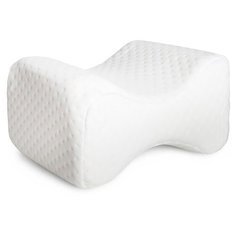 Подушка анатомическая для ног и коленей с эффектом памяти Memory Foam для сна на боку, белая Baziator
