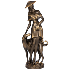 Статуэтка из мрамора BOGACHO Девушка с собакой бронзовая