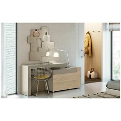 Комод-письменный стол Tesis (120/95) 3 ящика, дуб горный/серо-бежевый матовый