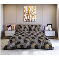 Постельное белье евростандарт Веселина Тропики, поплин, 2 наволочки 70 х 70 см, коричневый/серый