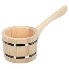 Ковш - черпак бондарный 1,5 л. с горизонтальной ручкой, «С лёгким паром», липа, "Банные штучки" /5 (31095)