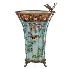 Ваза со стрекозой Songbird 22х22х33см под старину из фарфора с бронзой, Glasar ГЛАСАР