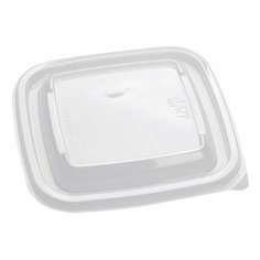 Крышки для одноразовых квадратных контейнеров 126х126х13 мм, комплект 50 шт., ПЭТ, прозрачные, 605116-605118, стиролпласт