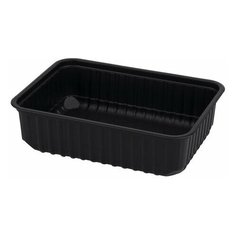 Одноразовый контейнер 750 мл, комплект 100 шт., без крышки, 186х132 мм, черные, ПП, юпласт, ЮУПМ0028