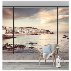 U29403 Фотообои Флизелиновые с виниловым покрытием "Города. Окно" 300 x 270 см Barton Wallpapers