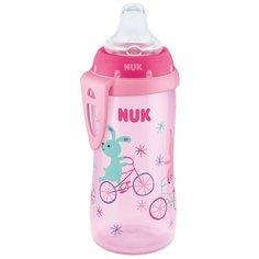 Поильник-непроливайка NUK First Choice Active с насадкой из силикона, 300 мл розовый/зайка